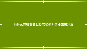 为什么它很重要以及它如何为企业带来利润